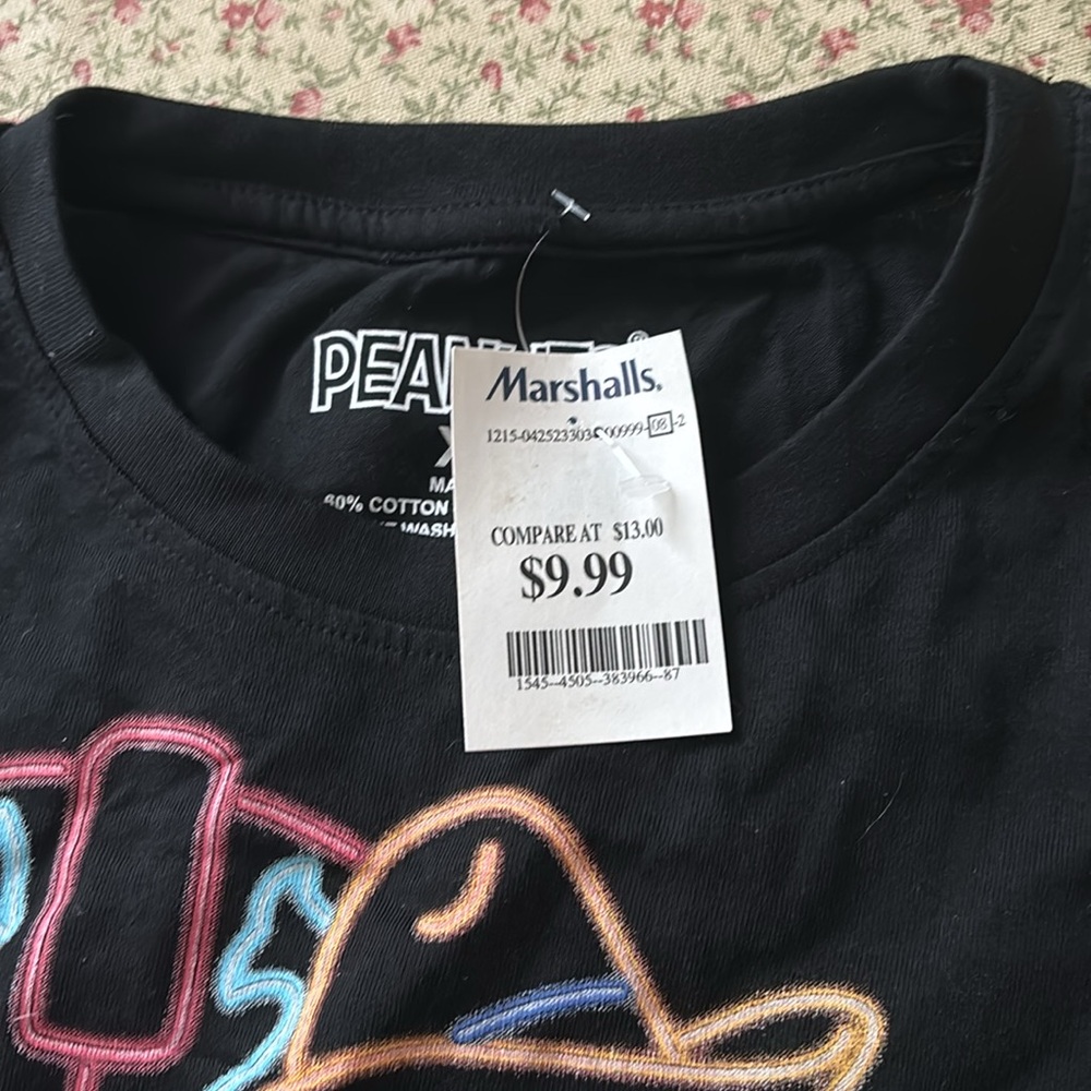 Peanuts Black Tee with Multi-Color Neon Cowboy Snoopy - Picture 3 of 3